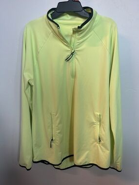 Talbots Neon Yellow Pullover Top with Black Trim UPF 50-nice!
